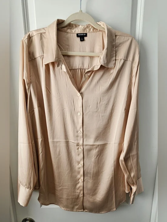 Torrid Champagne Silky Button-Up Shirt - Picture 1 of 5